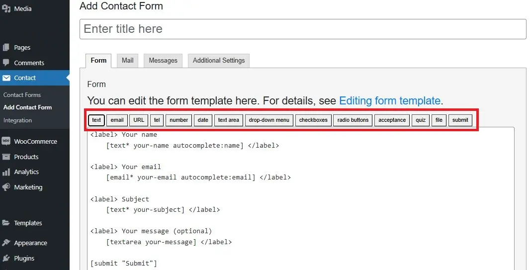 Create WordPress contact form